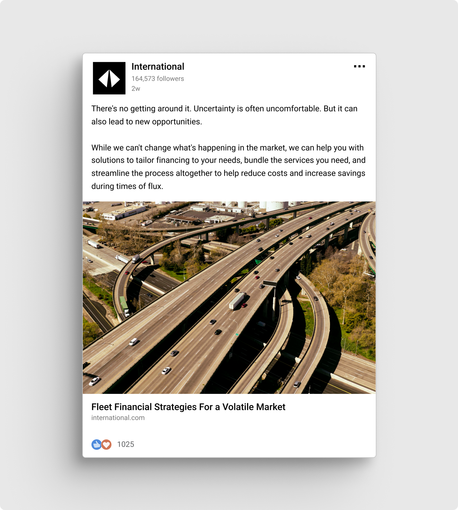 SoMe post with image of motorway