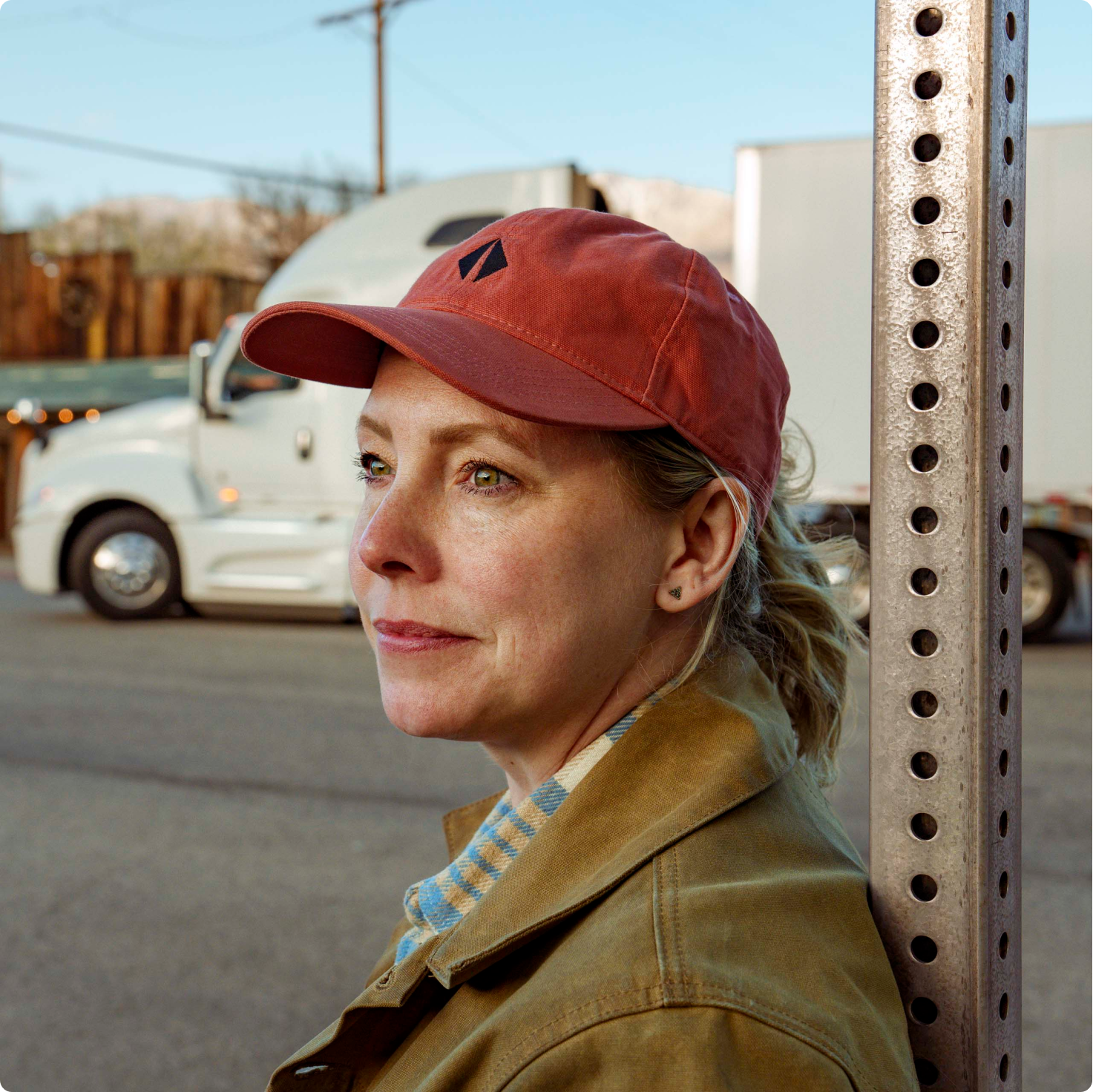 Portrait of woman with red cap 