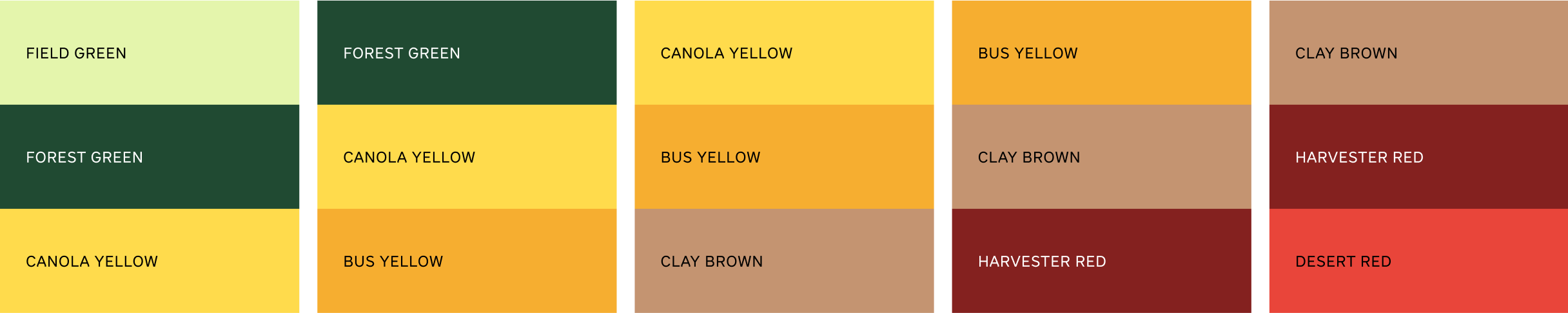 Approved color combinations for Internationals in trios