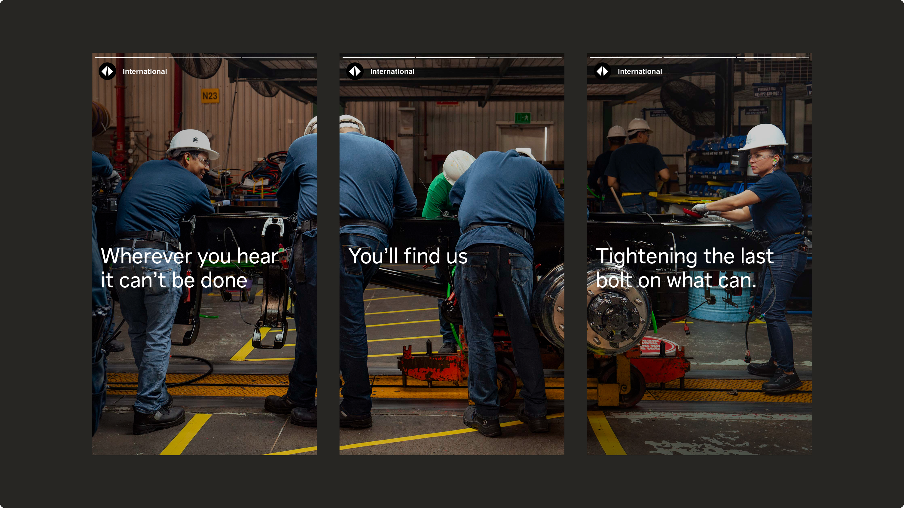 Three images of assembly line