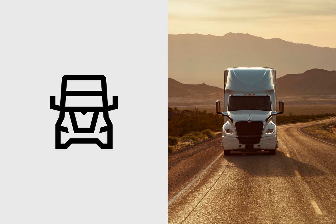 Pictogram of a truck side by side with a truck