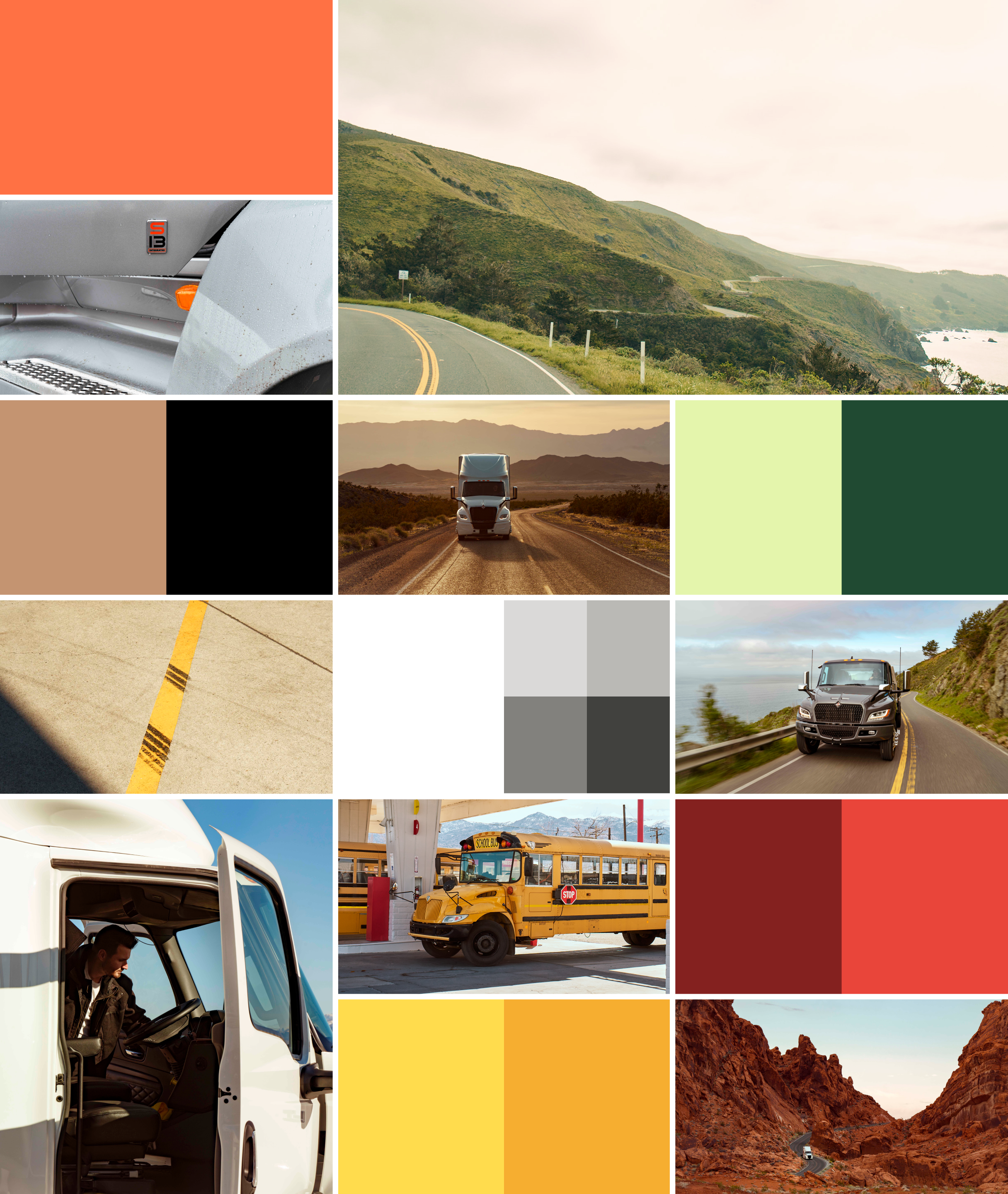 Examples of how the color palette is used in the brand identity