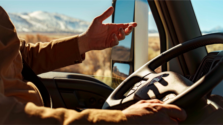 A driver's hand gesture while driving