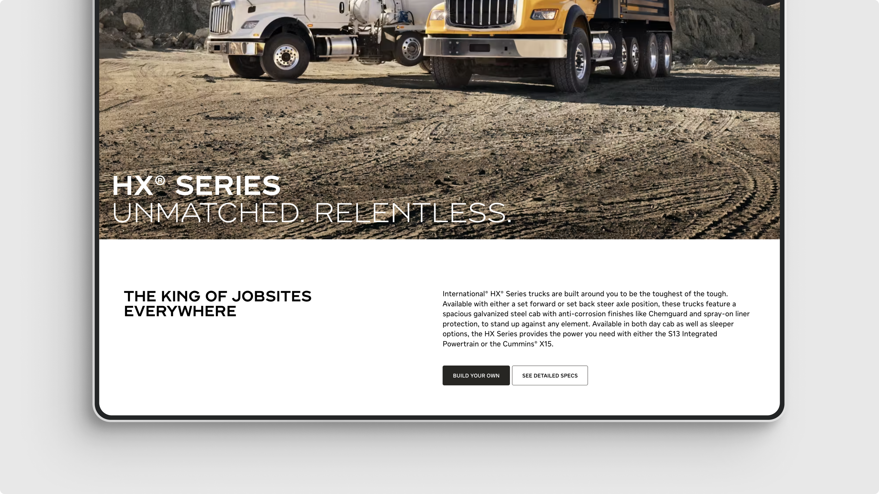 Image of trucks on website