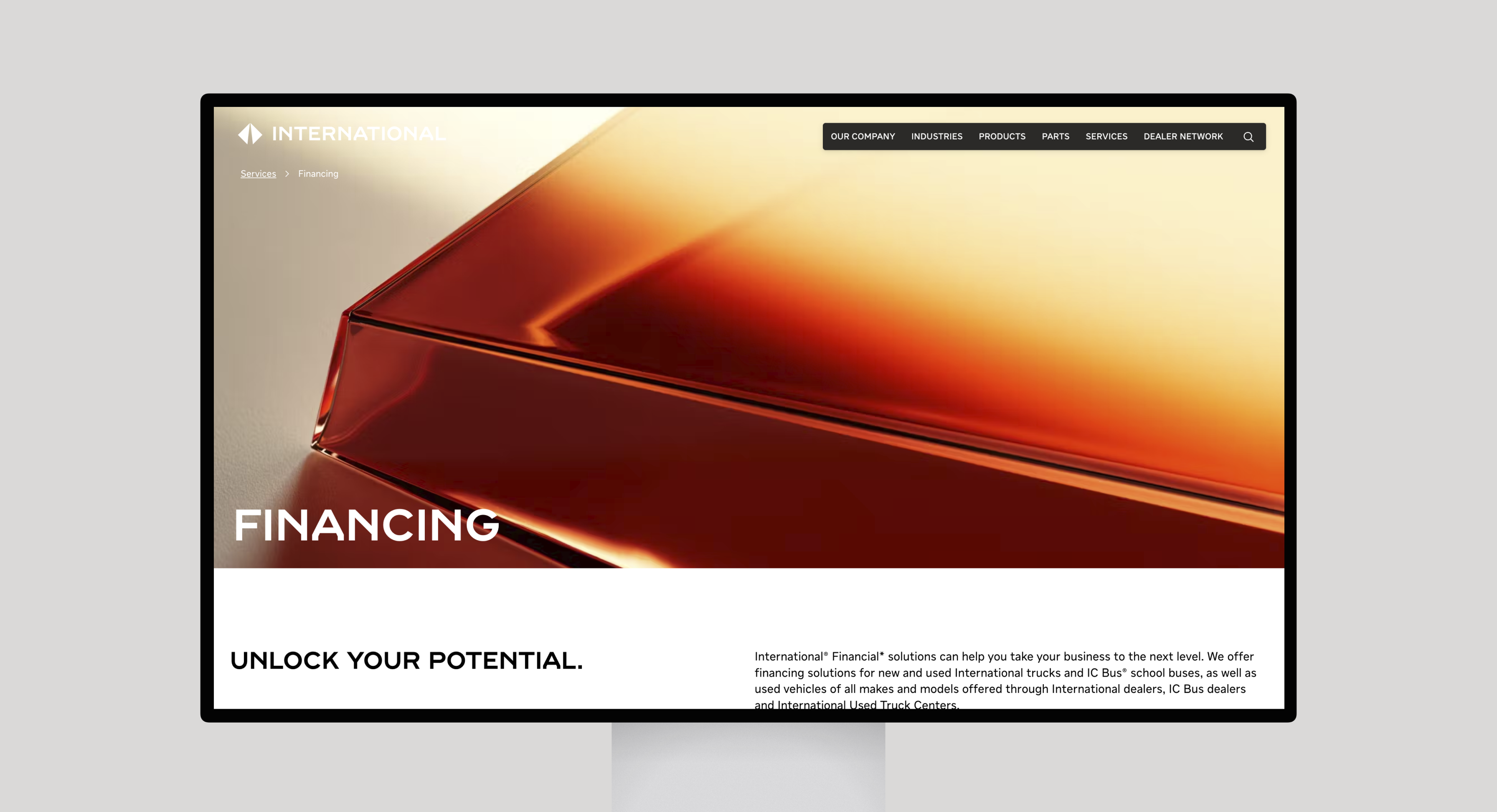 Website landing page