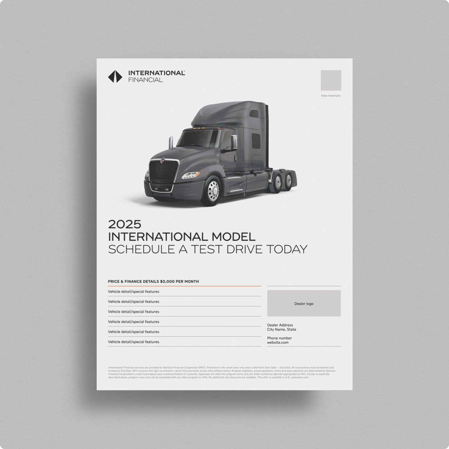 Sell sheet with truck image