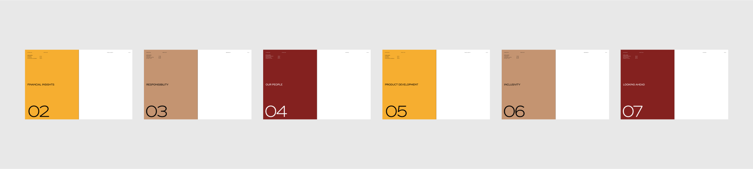 Repetition of three color themes 